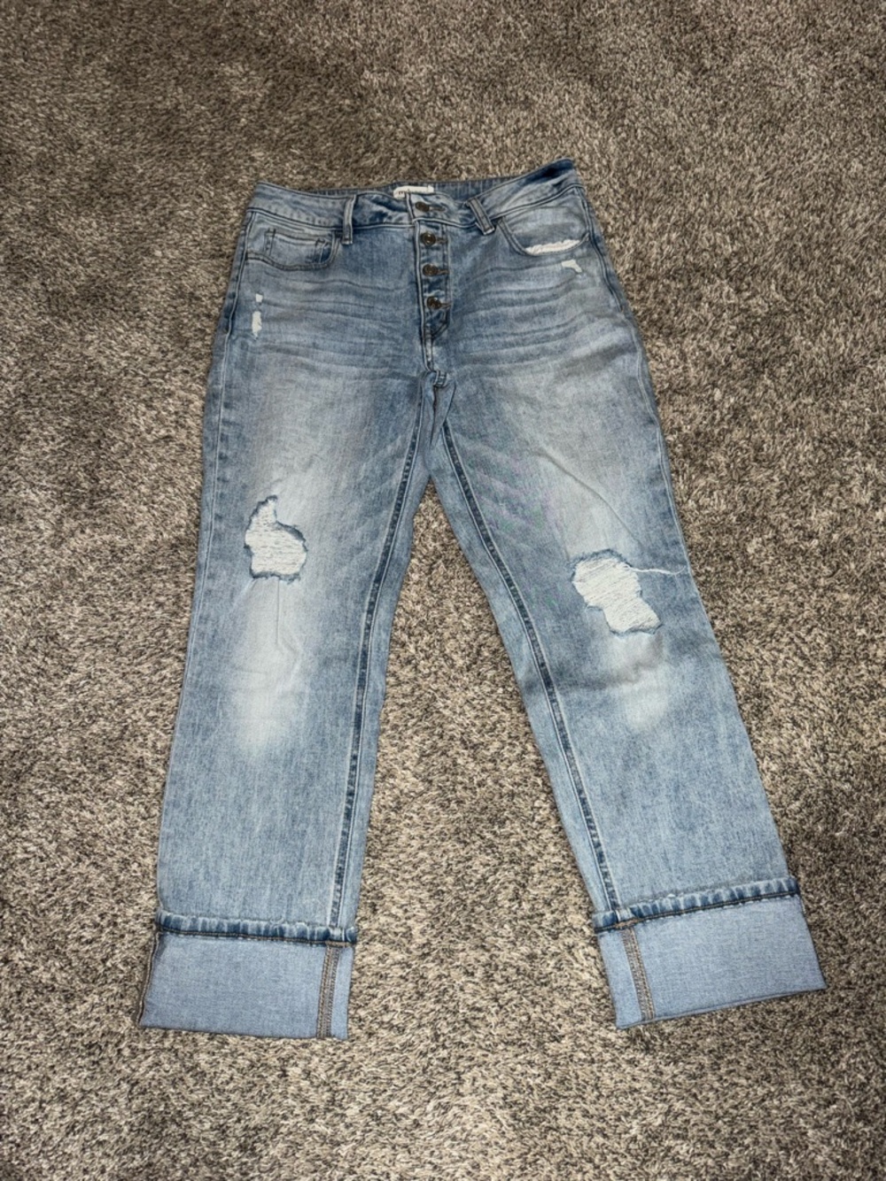 Maurices Light Blue Distressed Cropped Boyfriend Jeans